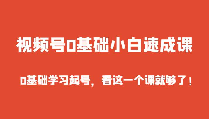 视频号0基础小白速成课，0基础学习起号，看这一个课就够了！-1号库创业圈