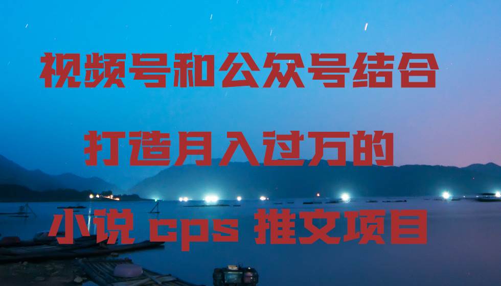 视频号和公众号结合打造月入过万的小说cps推文项目，包括市面上面的各种思路详解-1号库创业圈