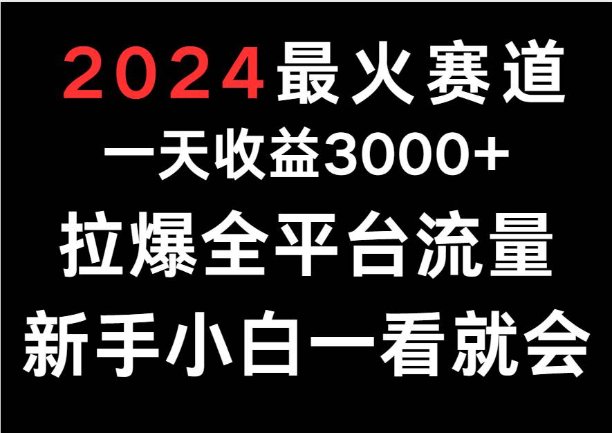 2024最火赛道，一天收一3000+.拉爆全平台流量，新手小白一看就会-1号库创业圈