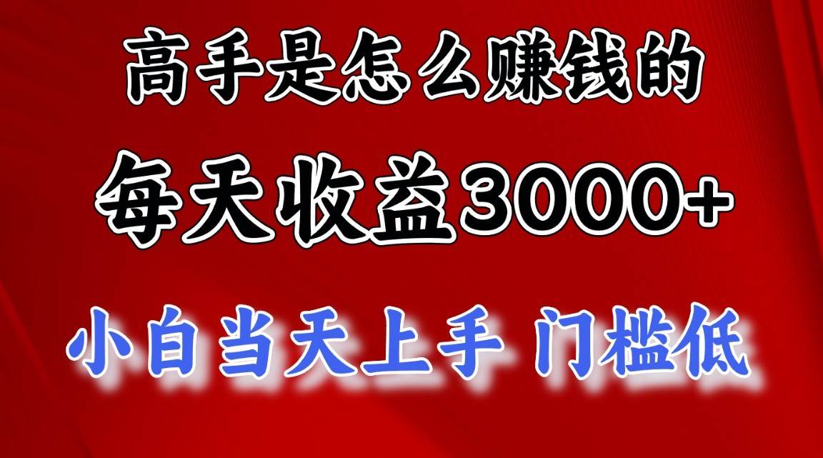 高手是怎么赚钱的，一天收益3000+，闷声发财项目，不是一般人能看懂的-1号库创业圈
