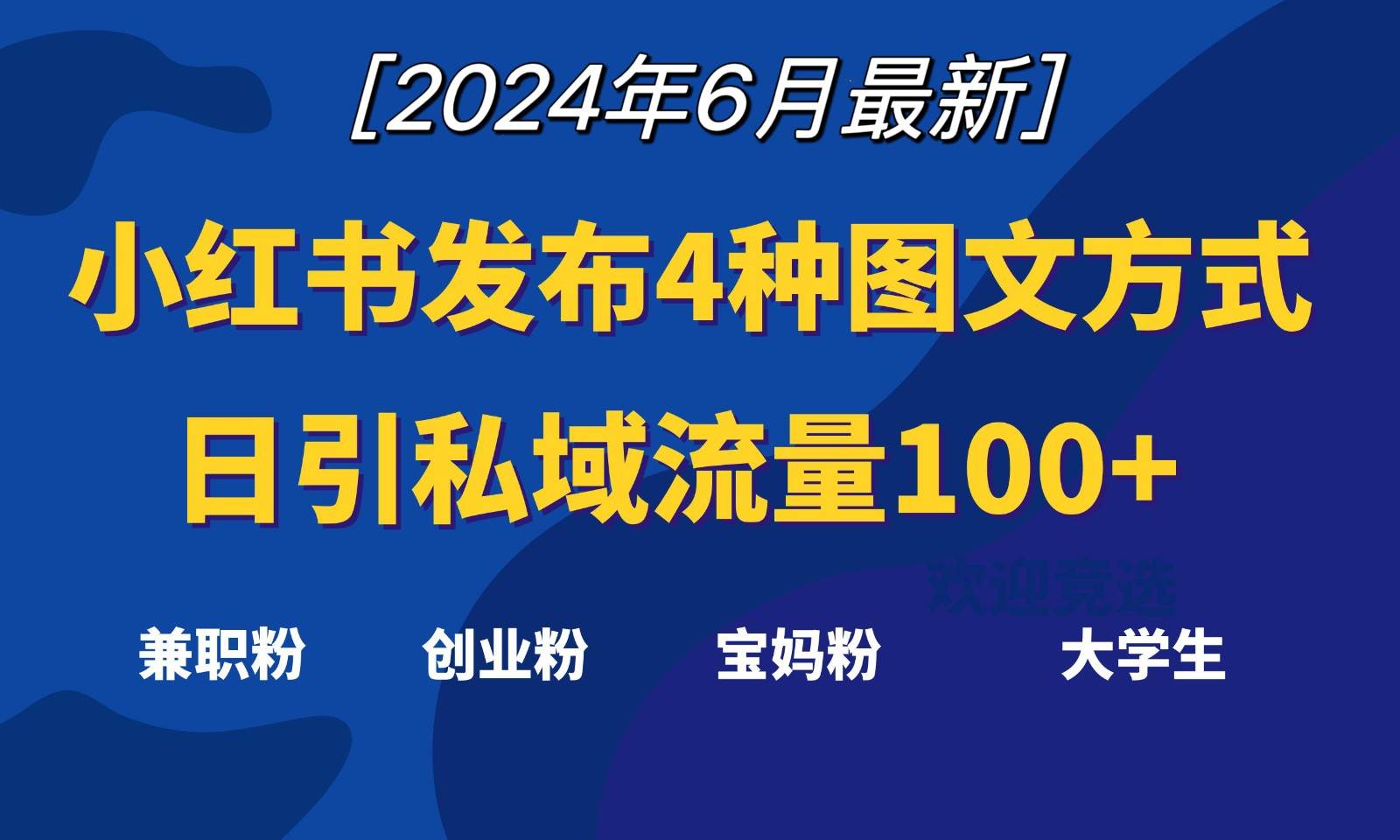 小红书发布这4种图文，就能日引私域流量100+-1号库创业圈