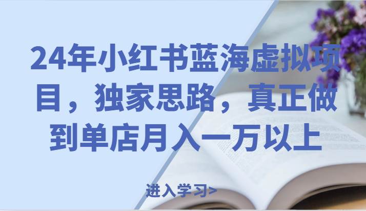 24年小红书蓝海虚拟项目，独家思路，真正做到单店月入一万以上。-1号库创业圈