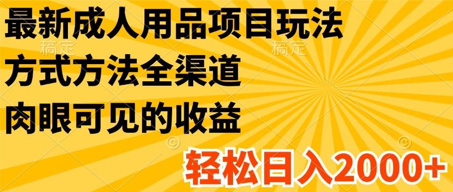最新成人用品项目玩法，方式方法全渠道，肉眼可见的收益，轻松日入2000+-1号库创业圈