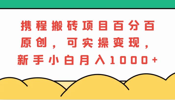 携程搬砖项目，百分百原创，可实操变现，新手小白月入1000+-1号库创业圈