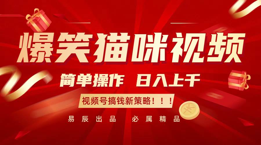 爆笑猫咪视频：简单操作，日入过千，视频号搞钱新策略！-1号库创业圈