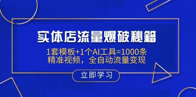 实体店流量爆破秘籍：1套模板+1个AI工具=1000条精准视频，全自动流量变现-1号库创业圈