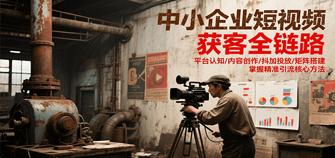 中小企业短视频获客全链路，平台认知/内容创作/抖加投放/矩阵搭建，精准引流核心方法-1号库创业圈