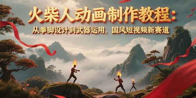 火柴人动画制作教程：从拳脚设计到武器运用，国风短视频新赛道-1号库创业圈