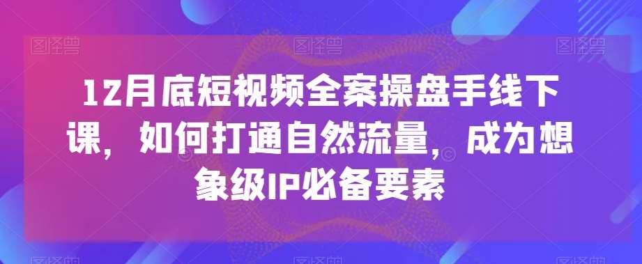 12月底短视频全案操盘手线下课，如何打通自然流量，成为想象级IP必备要素-1号库创业圈