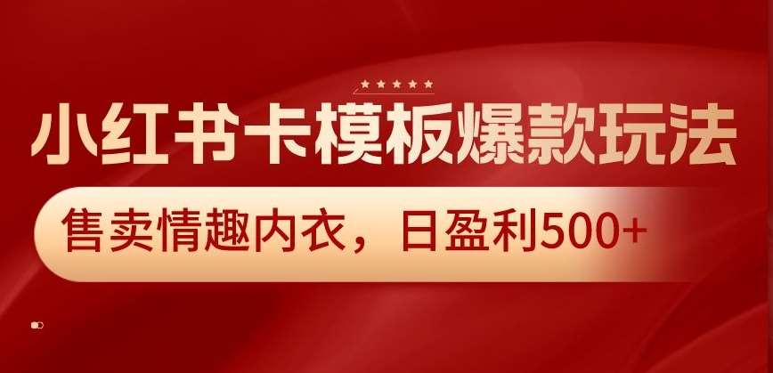 小红书卡模板爆款玩法，售卖情趣内衣，日盈利500+【揭秘】-1号库创业圈