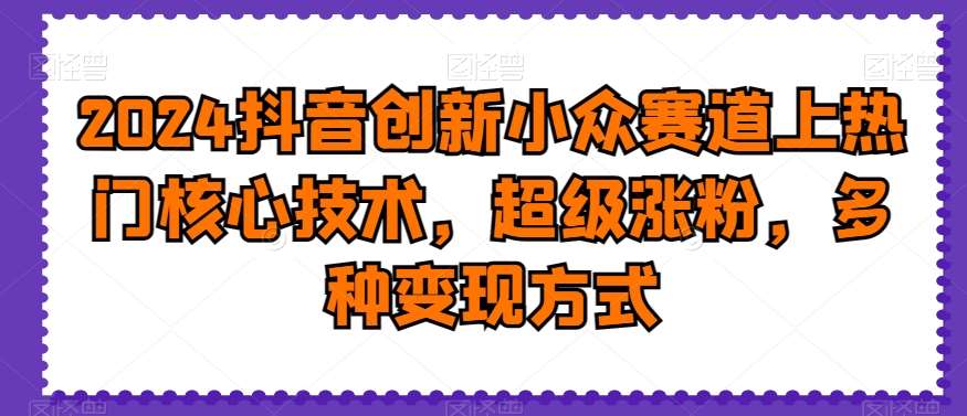 2024抖音创新小众赛道上热门核心技术，超级涨粉，多种变现方式【揭秘】-1号库创业圈