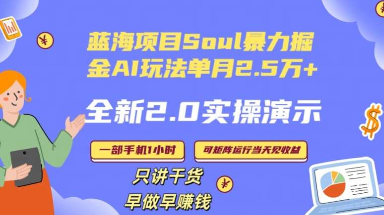 Soul怎么做到单月变现25000+全新2.0AI掘金玩法全程实操演示小白好上手【揭秘】-1号库创业圈