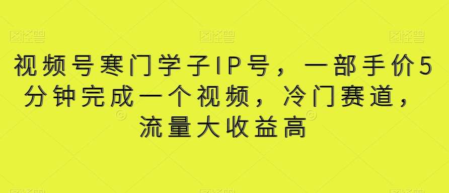 视频号寒门学子IP号，一部手价5分钟完成一个视频，冷门赛道，流量大收益高【揭秘】-1号库创业圈