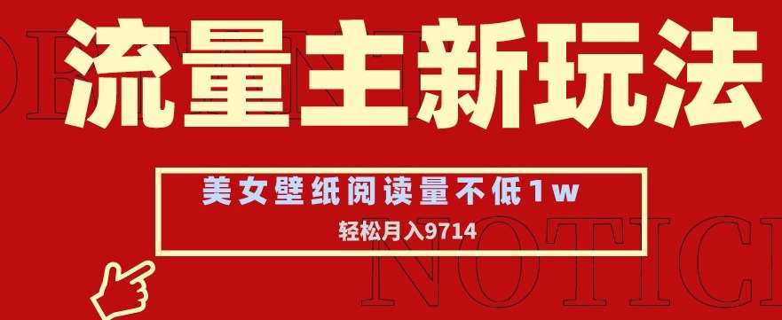 流量主新玩法，美女壁纸和头像，阅读量不低于1w，月入9741【揭秘】-1号库创业圈