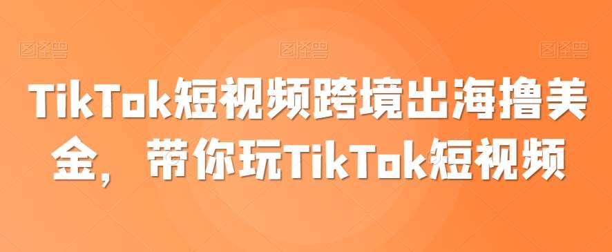 TikTok短视频跨境出海撸美金，带你玩TikTok短视频-1号库创业圈