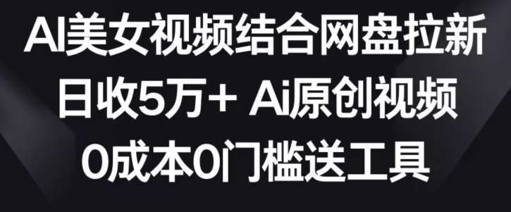 AI美女视频结合网盘拉新，日收5万+两分钟一条Ai原创视频，0成本0门槛送工具【揭秘】-1号库创业圈