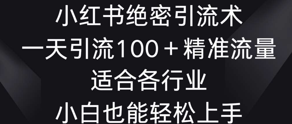 小红书绝密引流术，一天引流100+精准流量，适合各个行业，小白也能轻松上手【揭秘】-1号库创业圈