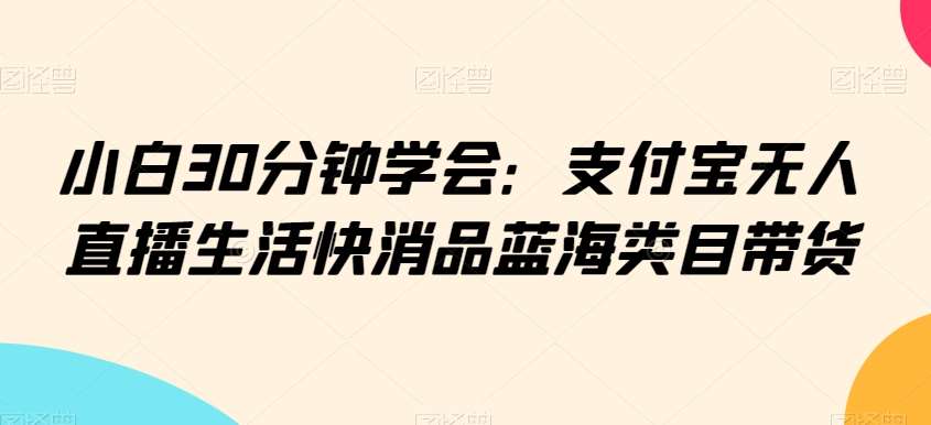 小白30分钟学会：支付宝无人直播生活快消品蓝海类目带货【揭秘】-1号库创业圈