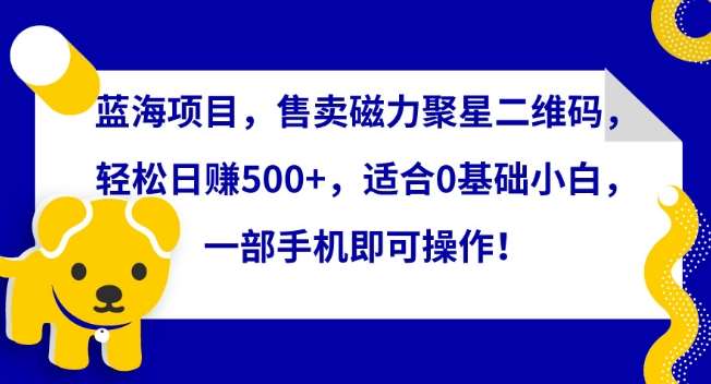 蓝海项目，售卖磁力聚星二维码，轻松日赚500+，适合0基础小白，一部手机即可操作【揭秘】-1号库创业圈