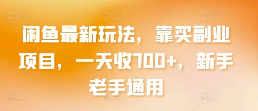 闲鱼最新玩法，靠买副业项目，一天收700+，新手老手通用【揭秘】-1号库创业圈
