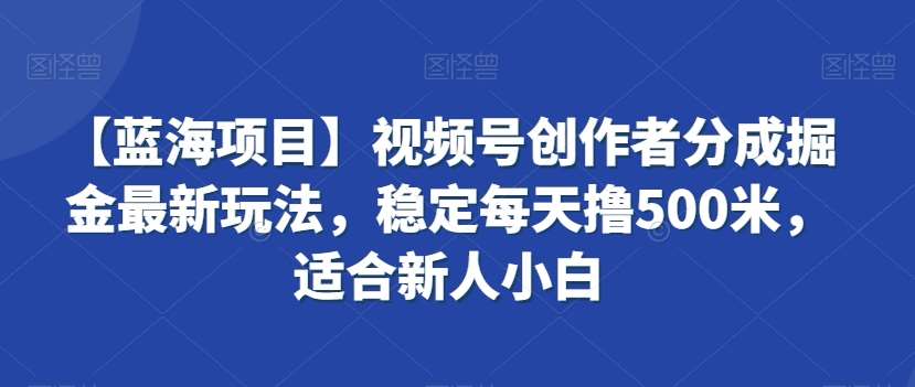 【蓝海项目】视频号创作者分成掘金最新玩法，稳定每天撸500米，适合新人小白【揭秘】-1号库创业圈