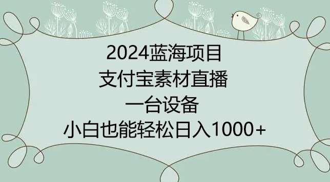 2024年蓝海项目，支付宝素材直播，无需出境，小白也能日入1000+ ，实操教程【揭秘】-1号库创业圈