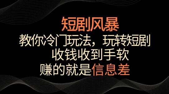 短剧风暴，教你冷门玩法，玩转短剧，收钱收到手软【揭秘】-1号库创业圈