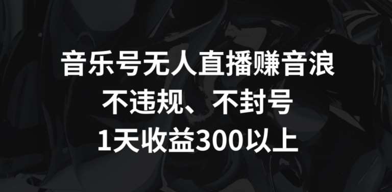 音乐号无人直播赚音浪，不违规、不封号，1天收益300+【揭秘】-1号库创业圈