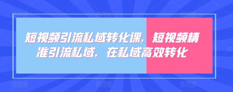 短视频引流私域转化课，短视频精准引流私域，在私域高效转化-1号库创业圈