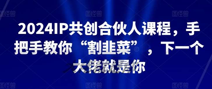2024IP共创合伙人课程，手把手教你“割韭菜”，下一个大佬就是你-1号库创业圈