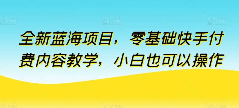 全新蓝海项目，零基础快手付费内容教学，小白也可以操作【揭秘】-1号库创业圈