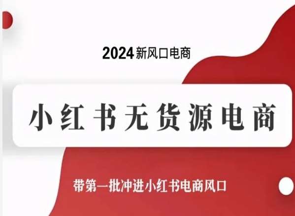 2024新风口电商，小红书无货源电商，带第一批冲进小红书电商风口-1号库创业圈