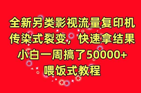 全新另类影视流量复印机，传染式裂变，快速拿结果，小白一周搞了50000+，喂饭式教程【揭秘】-1号库创业圈