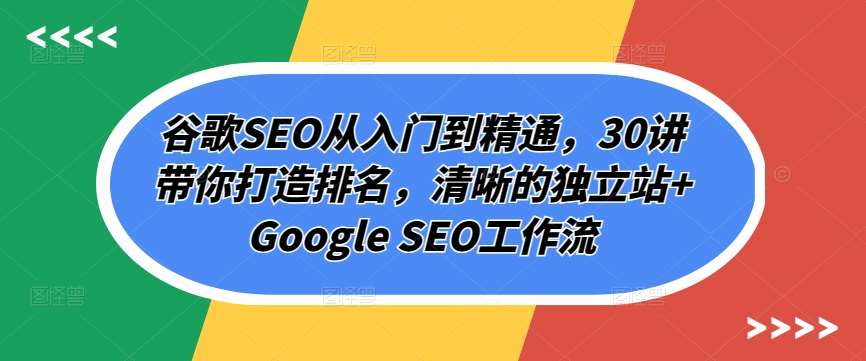 谷歌SEO从入门到精通，30讲带你打造排名，清晰的独立站+Google SEO工作流-1号库创业圈