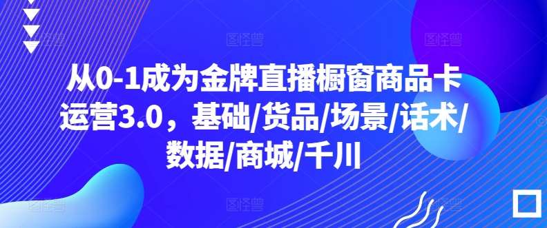 从0-1成为金牌直播橱窗商品卡运营3.0，基础/货品/场景/话术/数据/商城/千川-1号库创业圈