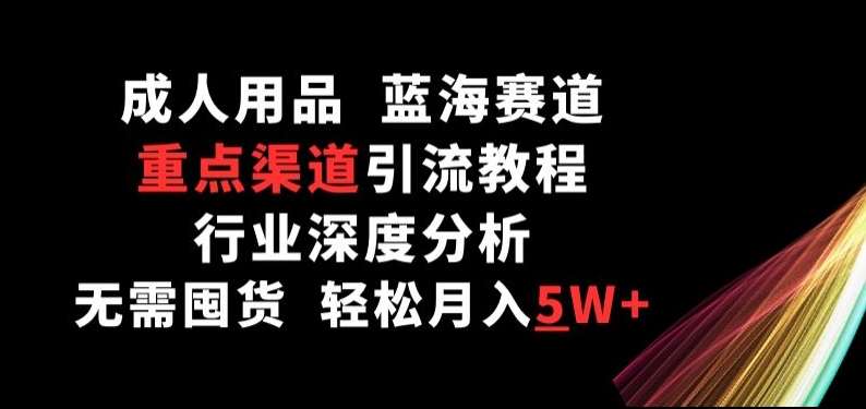 成人用品，蓝海赛道，重点渠道引流教程，行业深度分析，无需囤货，轻松月入5W+【揭秘】-1号库创业圈