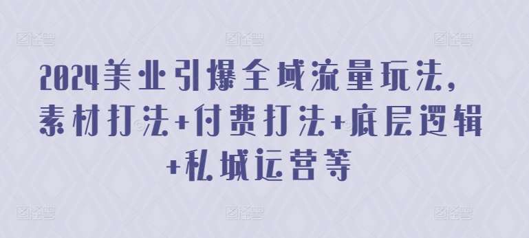 2024美业引爆全域流量玩法，素材打法 付费打法 底层逻辑 私城运营等-1号库创业圈