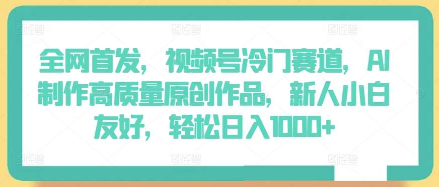 全网首发，视频号冷门赛道，AI制作高质量原创作品，新人小白友好，轻松日入1000+【揭秘】-1号库创业圈