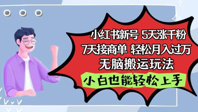 小红书影视泥巴追剧5天涨千粉，7天接商单，轻松月入过万，无脑搬运玩法【揭秘】-1号库创业圈