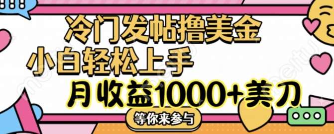 冷门发帖撸美金项目，月收益1000+美金，简单无脑，干就完了【揭秘】-1号库创业圈