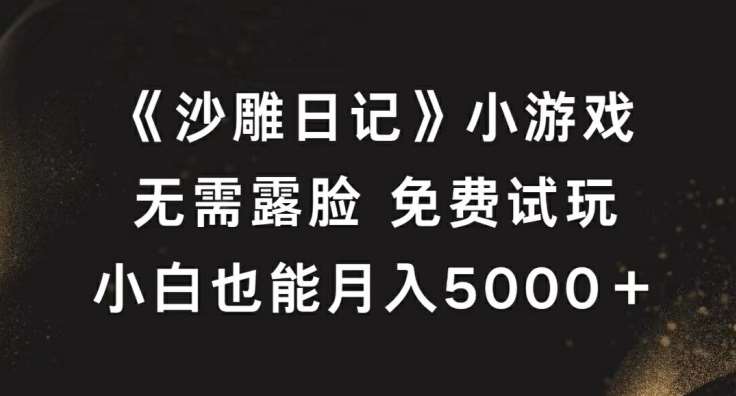 《沙雕日记》小游戏，无需露脸免费试玩，小白也能月入5000+【揭秘】-1号库创业圈
