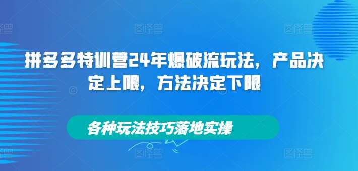 拼多多特训营24年爆破流玩法，产品决定上限，方法决定下限，各种玩法技巧落地实操-1号库创业圈