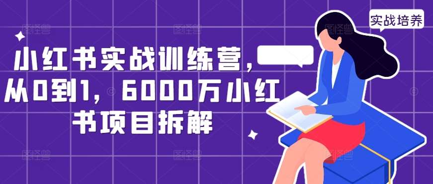 小红书实战训练营，从0到1，6000万小红书项目拆解-1号库创业圈