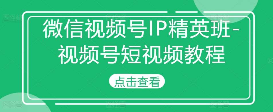 微信视频号IP精英班-视频号短视频教程-1号库创业圈