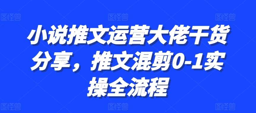 小说推文运营大佬干货分享，推文混剪0-1实操全流程-1号库创业圈