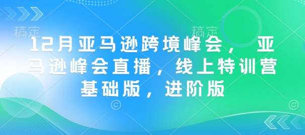 12月亚马逊跨境峰会， 亚马逊峰会直播，线上特训营基础版，进阶版-1号库创业圈