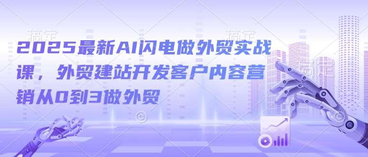 2025最新AI闪电做外贸实战课，外贸建站开发客户内容营销从0到3做外贸-1号库创业圈