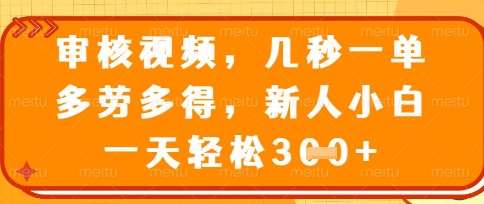 最新审核视频，几秒一单，多劳多得，新人小白一天轻松3张【揭秘】-1号库创业圈