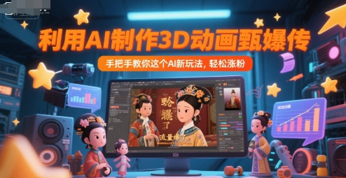 利用AI制作3D动画甄嬛传，流量爆了，手把手教你这个AI新玩法，轻松涨粉-1号库创业圈