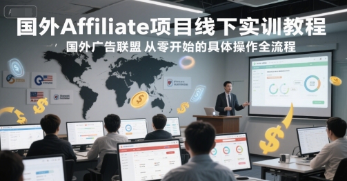 国外Affiliate项目线下实训教程，国外广告联盟从零开始的具体操作全流程-1号库创业圈